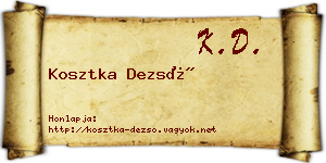 Kosztka Dezső névjegykártya